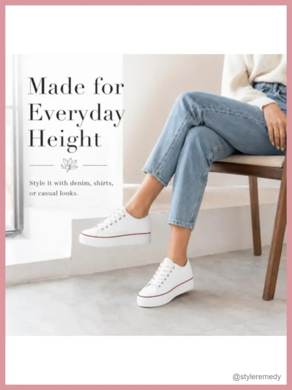 Platform Sneakers with Hidden Wedge Height Boost Lace-Up Canvas Shoes